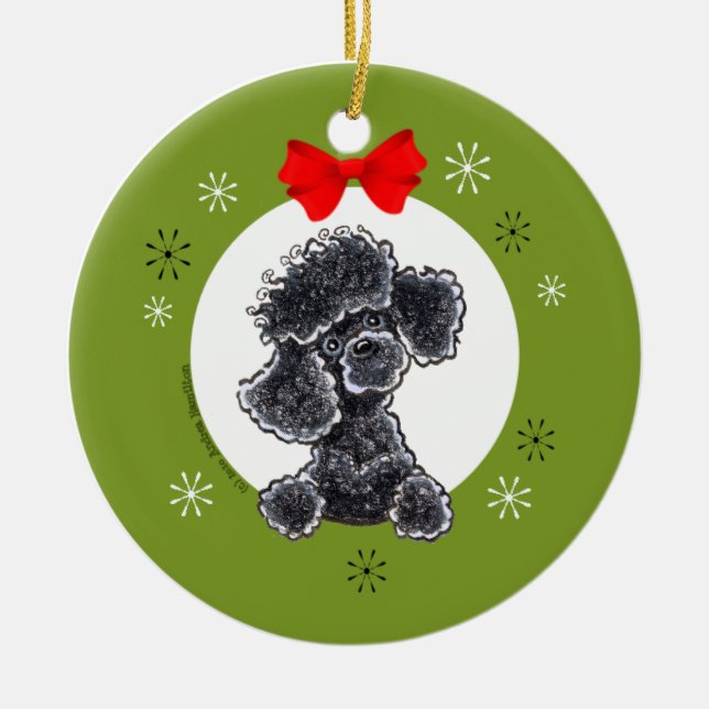 Ornamento De Cerâmica Toy Black Poodle Classic (Frente)
