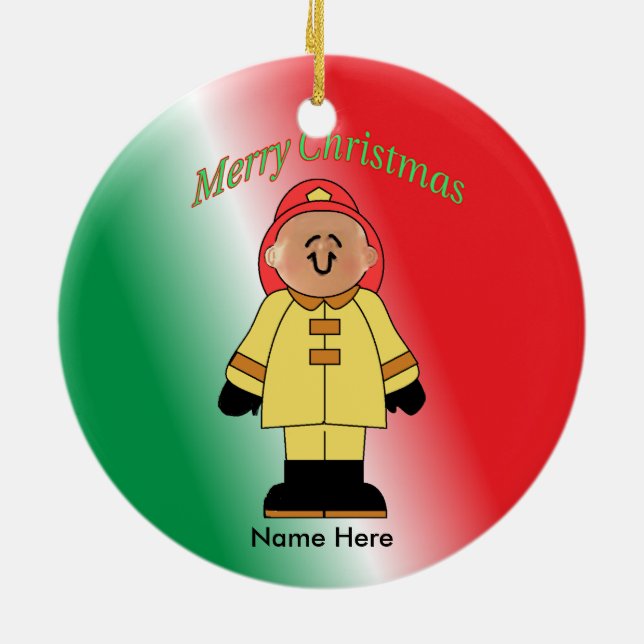 Ornamento De Cerâmica Toy White Fireman Personalizado (Traseira)