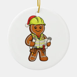 Ornamento De Cerâmica Trabalhador da Construção de Pão de Mel Natal 2026