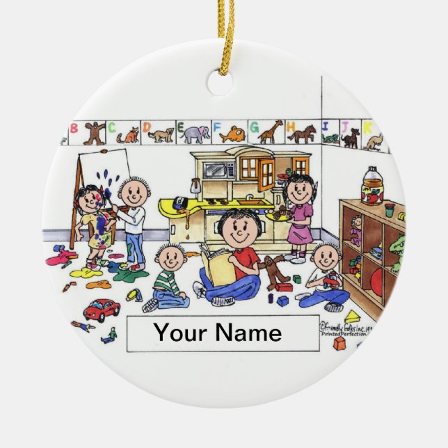 Ornamento De Cerâmica Trabalhador de Carro do Dia - Feminino (Frente)