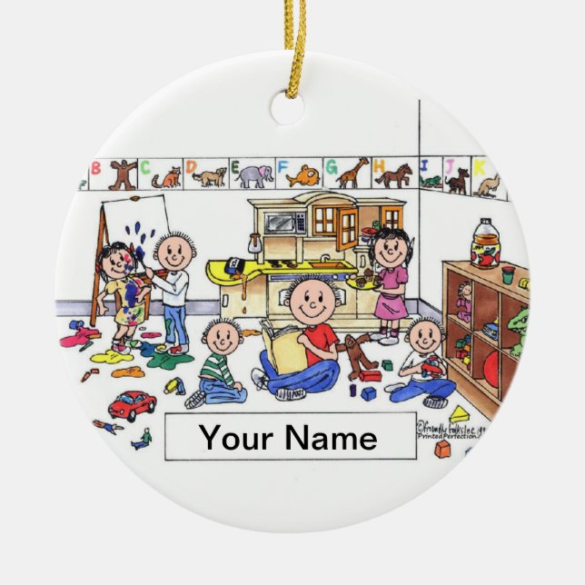 Ornamento De Cerâmica Trabalhador do centro de dia - homem (Frente)