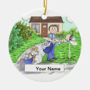 Ornamento De Cerâmica Trabalhador postal - fêmea