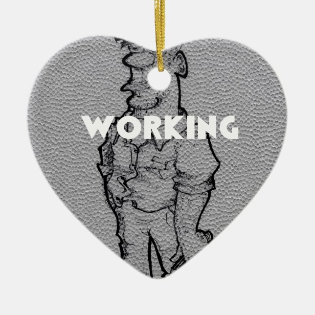 Ornamento De Cerâmica Trabalhando Horas Extraordinárias (Frente)