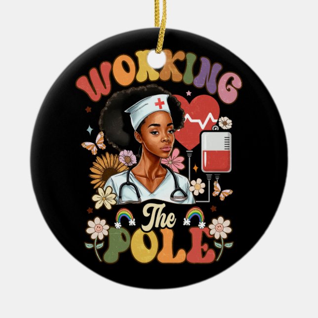 Ornamento De Cerâmica Trabalhando Na Enfermeira De Emergência Enfermeira (Frente)