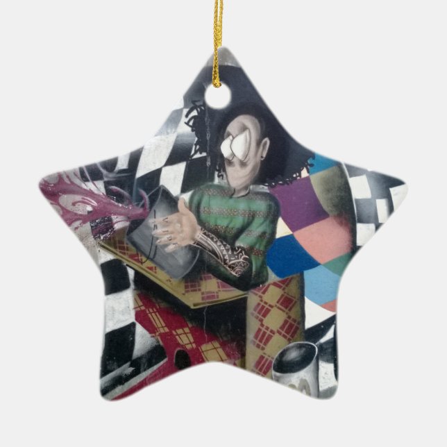 Ornamento De Cerâmica Trabalho de arte abstrato Grafite (Frente)