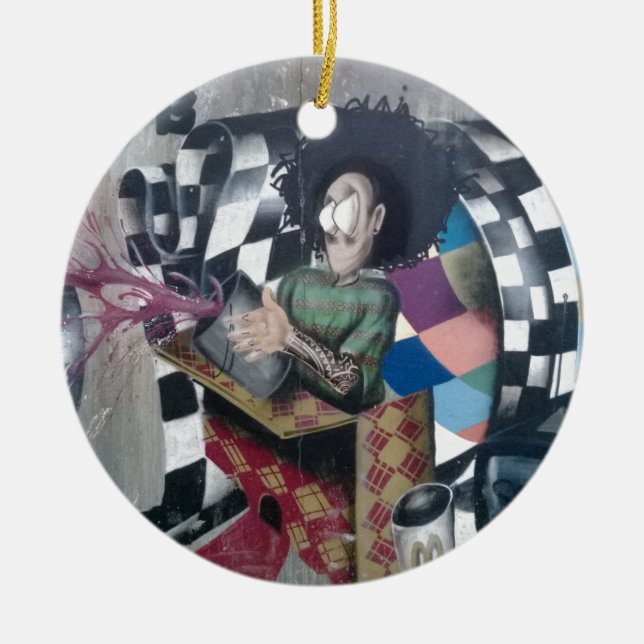 Ornamento De Cerâmica Trabalho de arte abstrato Grafite (Frente)