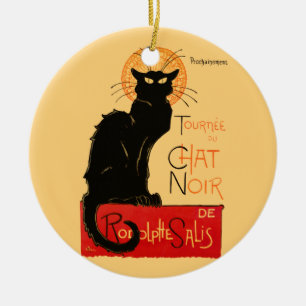 Ornamento De Cerâmica Trabalho de arte de Gato Negra Steinlen