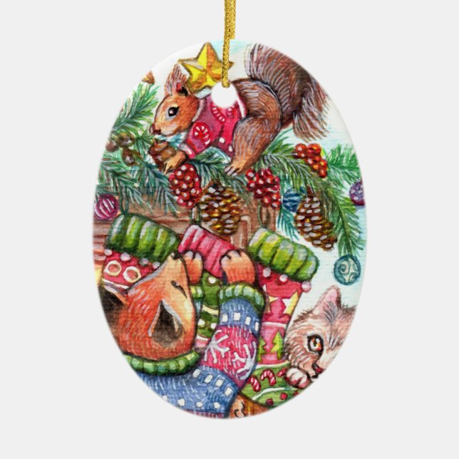 Ornamento De Cerâmica Trabalho em equipe (Frente)