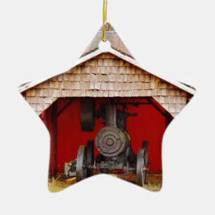 Ornamento De Cerâmica Tracter Antiquado com Vapor