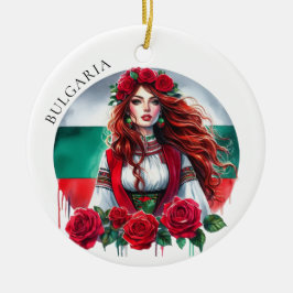 Ornamento De Cerâmica Tradição de Sinalizador búlgaro Rosas vermelhas de