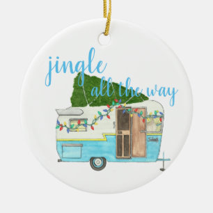 Ornamento De Cerâmica Trailer do Camping Vintage de Natal