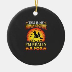 Ornamento De Cerâmica Traje Humano de Raposa Engraçado de Halloween
