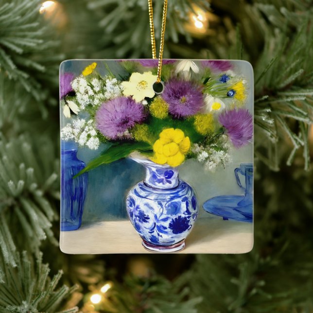 Ornamento De Cerâmica Tranquilo Vase das Flores Impressão (Árvore)