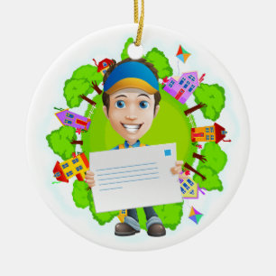 Ornamento De Cerâmica Transportadora de Correio/Pessoa de Entrega - SRF