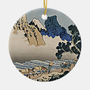 Ornamento De Cerâmica Trás da montanha Fuji do rio Minobu Hokusai