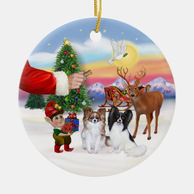 Ornamento De Cerâmica Tratar por Dois Papilões (Frente)