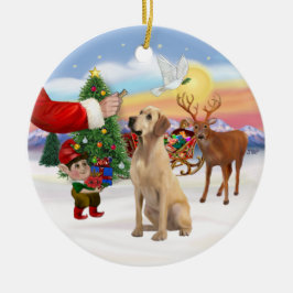 Ornamento De Cerâmica Tratar por um Labrador Amarelo