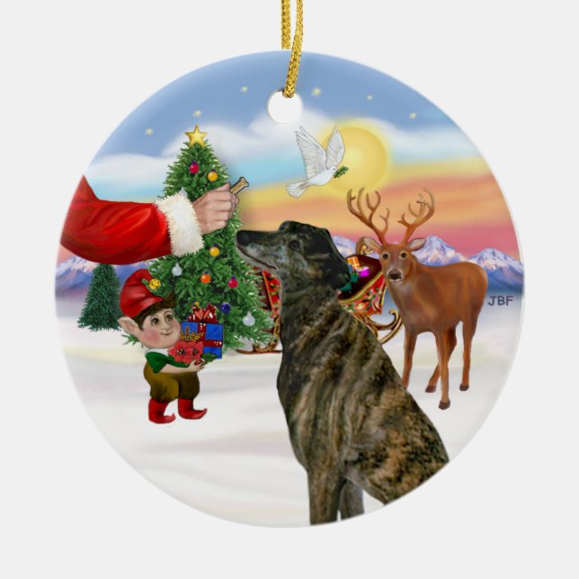 Ornamento De Cerâmica Tratar um Brindle Greyhound (Frente)