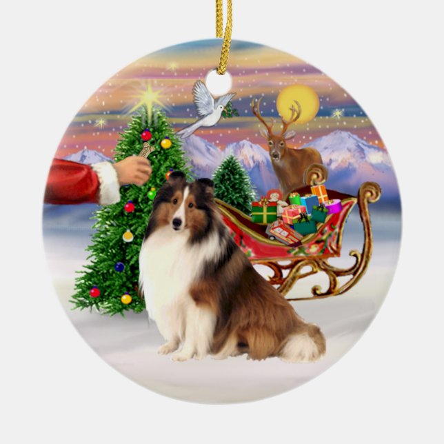 Ornamento De Cerâmica Tratar uma Shetland Sheepdog ( nº 7) (Frente)