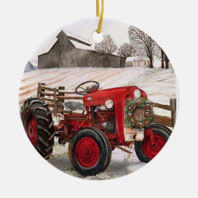 Ornamento De Cerâmica Trator (Frente)