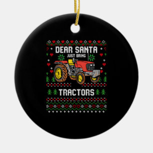 Ornamento De Cerâmica Trator Driver Ugly Xmas Sweater Farmer
