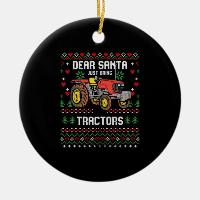 Ornamento De Cerâmica Trator Driver Ugly Xmas Sweater Farmer (Frente)