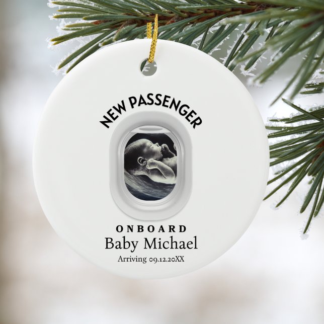 Ornamento De Cerâmica Travel Pregnancy Announcement Passenger On Board (Criador carregado)