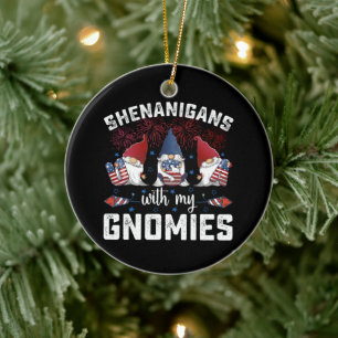 Ornamento De Cerâmica Travessuras Com Meus Gnomos EUA 4 De Julho