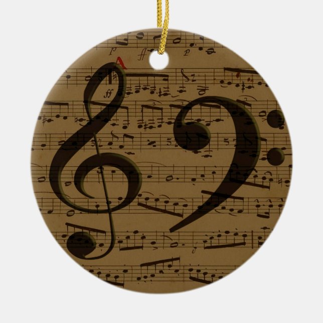 Ornamento De Cerâmica Treble Clef Bass (Frente)