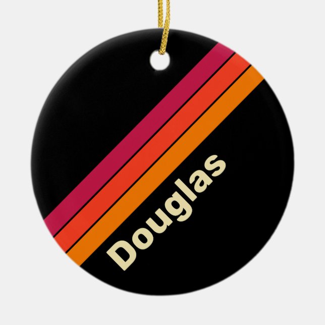 Ornamento De Cerâmica Trechos de VHS Retroativos com Nome (Frente)