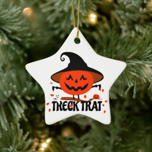 Ornamento De Cerâmica Treck Trat Pumpkin sorrindo