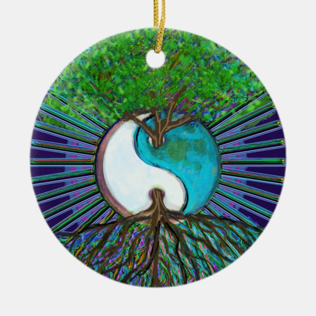 Ornamento De Cerâmica Tree of Life Yin Yang (Frente)