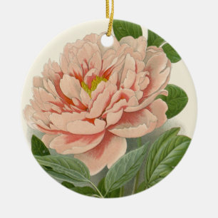 Ornamento De Cerâmica Tree Peony - Elegante Vintage Botanical Design