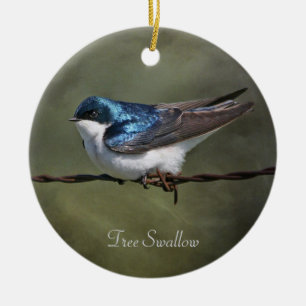 Ornamento De Cerâmica Tree Swallow Round