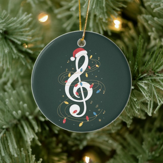 Ornamento De Cerâmica Tref Clef Christmas Lights Music Lover Musical (Árvore)