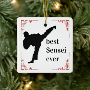 Ornamento De Cerâmica Treinador de Artes Marciais Melhor Sensei de Tod