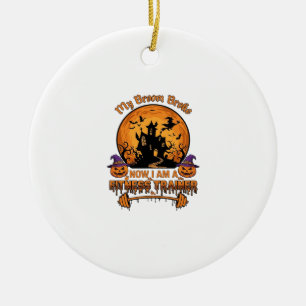 Ornamento De Cerâmica Treinador de Fitness de Halloween Vassoura Quebrad