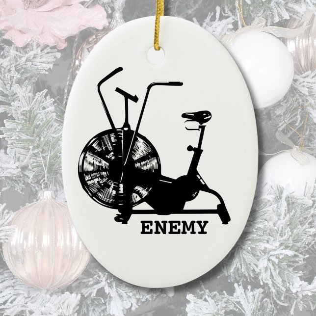 Ornamento De Cerâmica Treinamento Engraçado Preto e Humor do Gym (Funny Exercise Workout Fitness Air Bike Enemy Ceramic Ornament )
