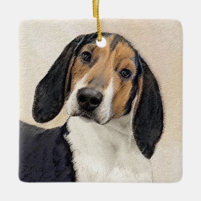 Ornamento De Cerâmica Treing Walker Coonhound Painting - Arte Original (Frente)
