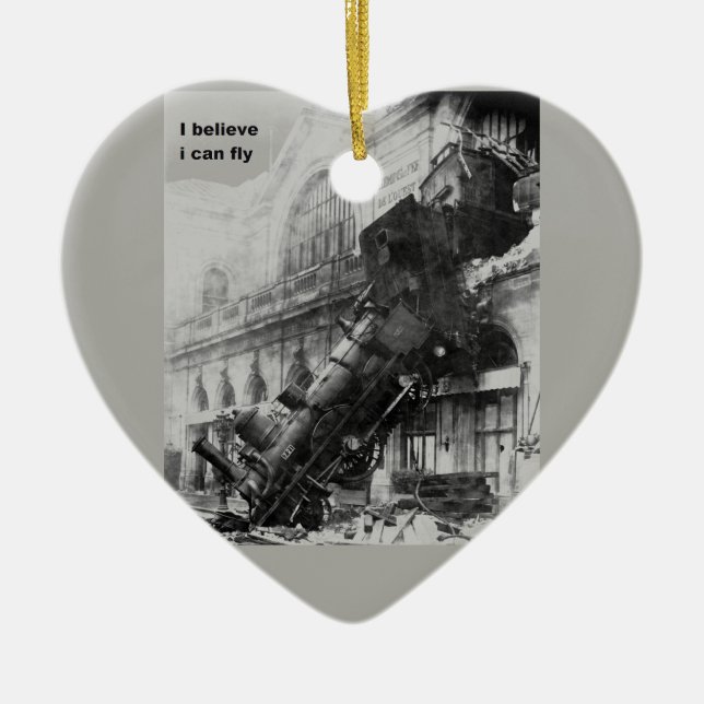 Ornamento De Cerâmica trem acredita que pode voar (Frente)