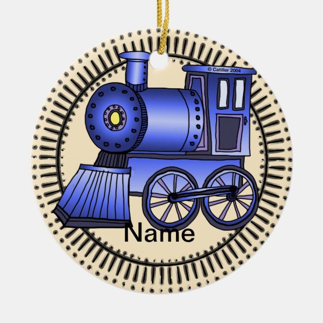 Ornamento De Cerâmica Trem Azul (Frente)