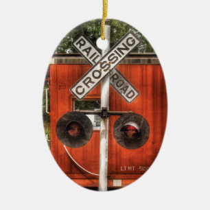 Ornamento De Cerâmica Trem - Whippany, NJ - cruzamento de estrada de