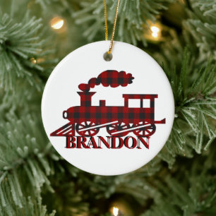 Ornamento De Cerâmica Trem xadrez personalizado