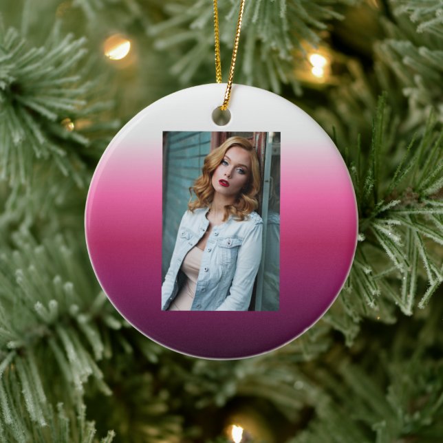 Ornamento De Cerâmica trendy magenta maroon marsala burgundy ombre (Árvore)