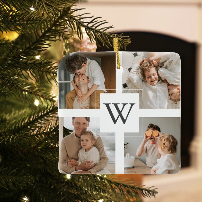 Ornamento De Cerâmica Trendy Minimalist Collage Photo (Criador carregado)