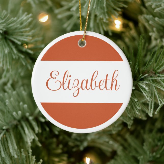 Ornamento De Cerâmica Trendy Terracotta Orange Nome manuscrito (Árvore)