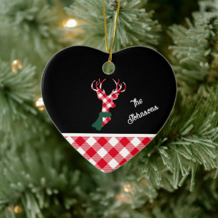Ornamento De Cerâmica Trendy Xadrez de Natal Personalizado
