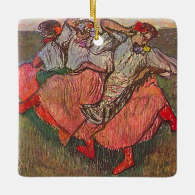 Ornamento De Cerâmica Três dançarinos russos por Edgar Degas (Frente)
