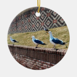 Ornamento De Cerâmica Três gaivotas