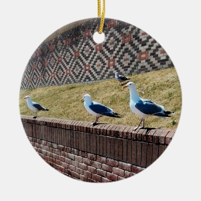 Ornamento De Cerâmica Três gaivotas (Frente)